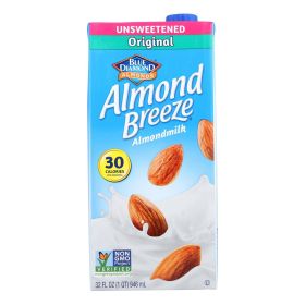 Almond Breeze - Almond Milk - Unsweetened Original - Case of 12 - 32 fl oz.