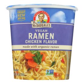 Dr. McDougall's Vegan Ramen Soup Big Cup with Noodles - Chicken - Case of 6 - 1.8 oz.