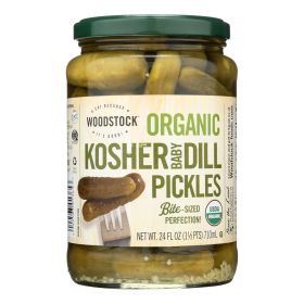 Woodstock Organic Pickles - Kosher Dill - Baby - Case of 6 - 24 oz.